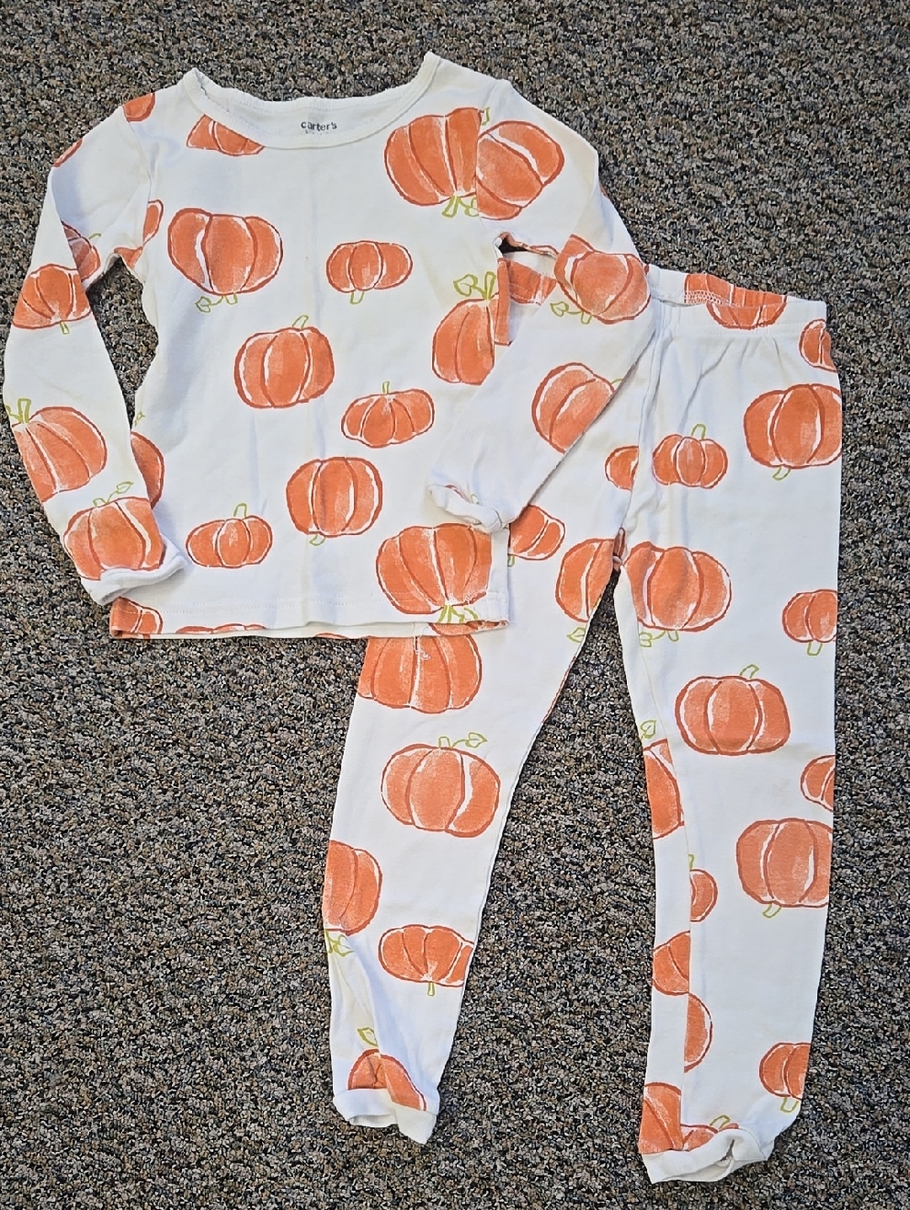 5t Carter's Orange Pumpkin Print Pajamas
